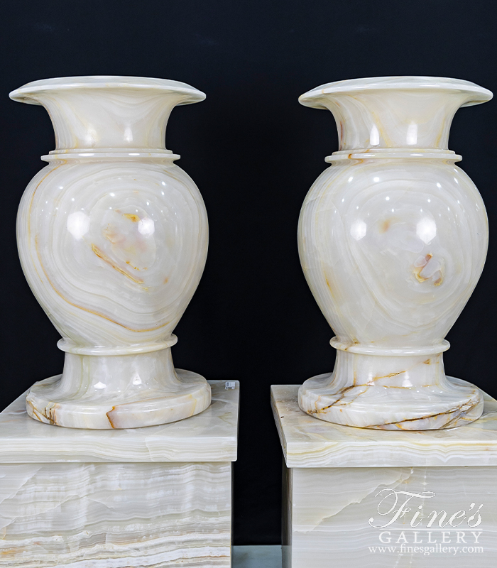 Marble Planters  - Onyx Urn Pair - MP-449